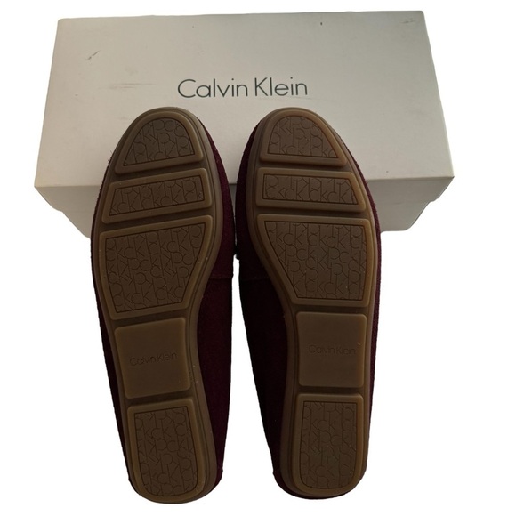 NWT Calvin Klein Lunasi Suede Leather Loafers Dark Cranberry size 8.5 - Picture 12 of 13